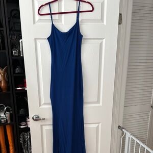 SKIMS iconic maxi lounge dress, cobalt, blue, XL
